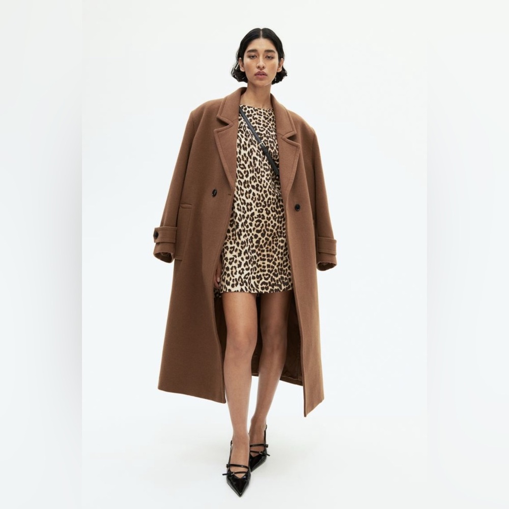 Leopard Print, Shoulder-Pad, A-Line Dress.